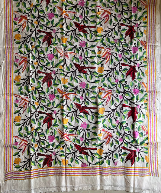 Kantha Hand Embroidary Full Work Semi Tusshar Silk Dupatta 44″