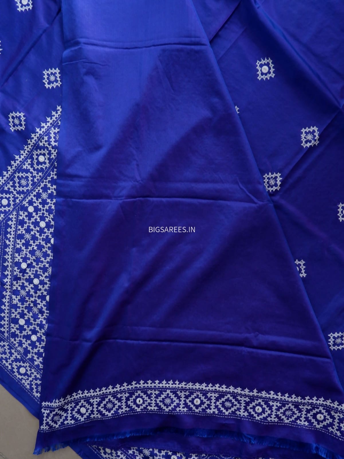 Kutchi/Gujarati Hand Embroidered Saree  | Blended Bangalore Silk / Art Silk