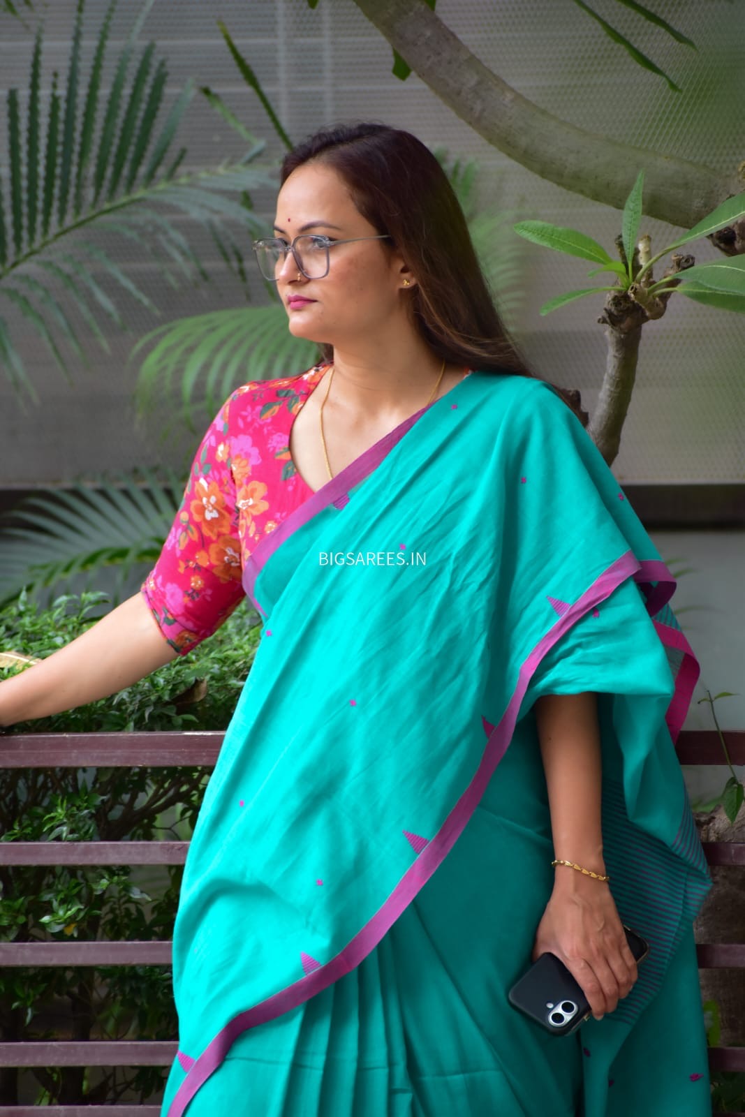 Hand woven Pure Cotton Saree (Handloom Marked) - Sea Green
