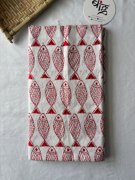 Kantha Stitch Full Embroidered Pure Cotton Blouse Piece