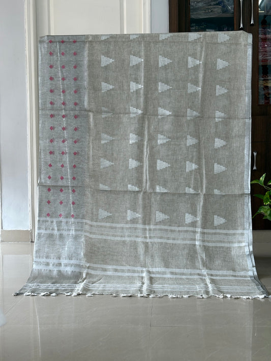 Pure Linen Saree With running Blouse