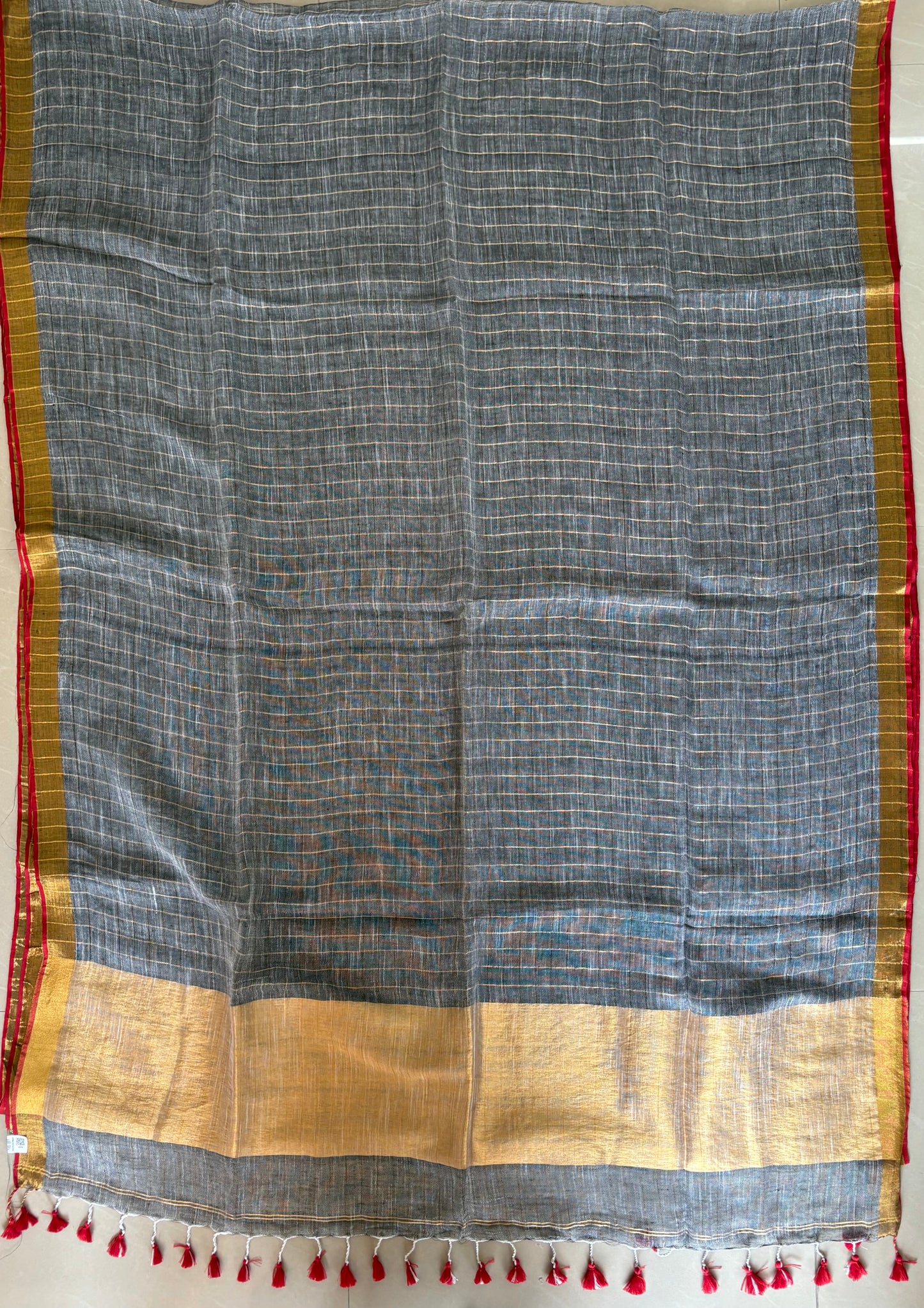 Pure Linen By Linen handloom Saree (handloom marked)