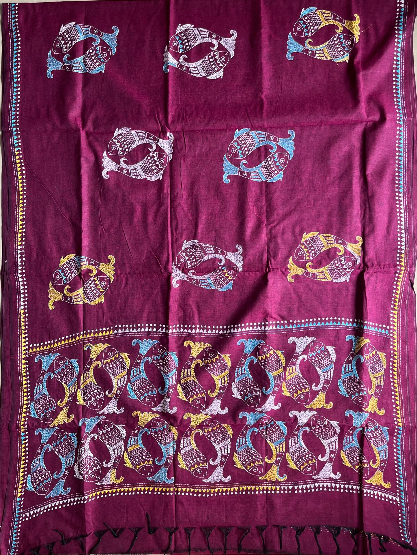 Kantha Hand Embroidered Pure Cotton Saree