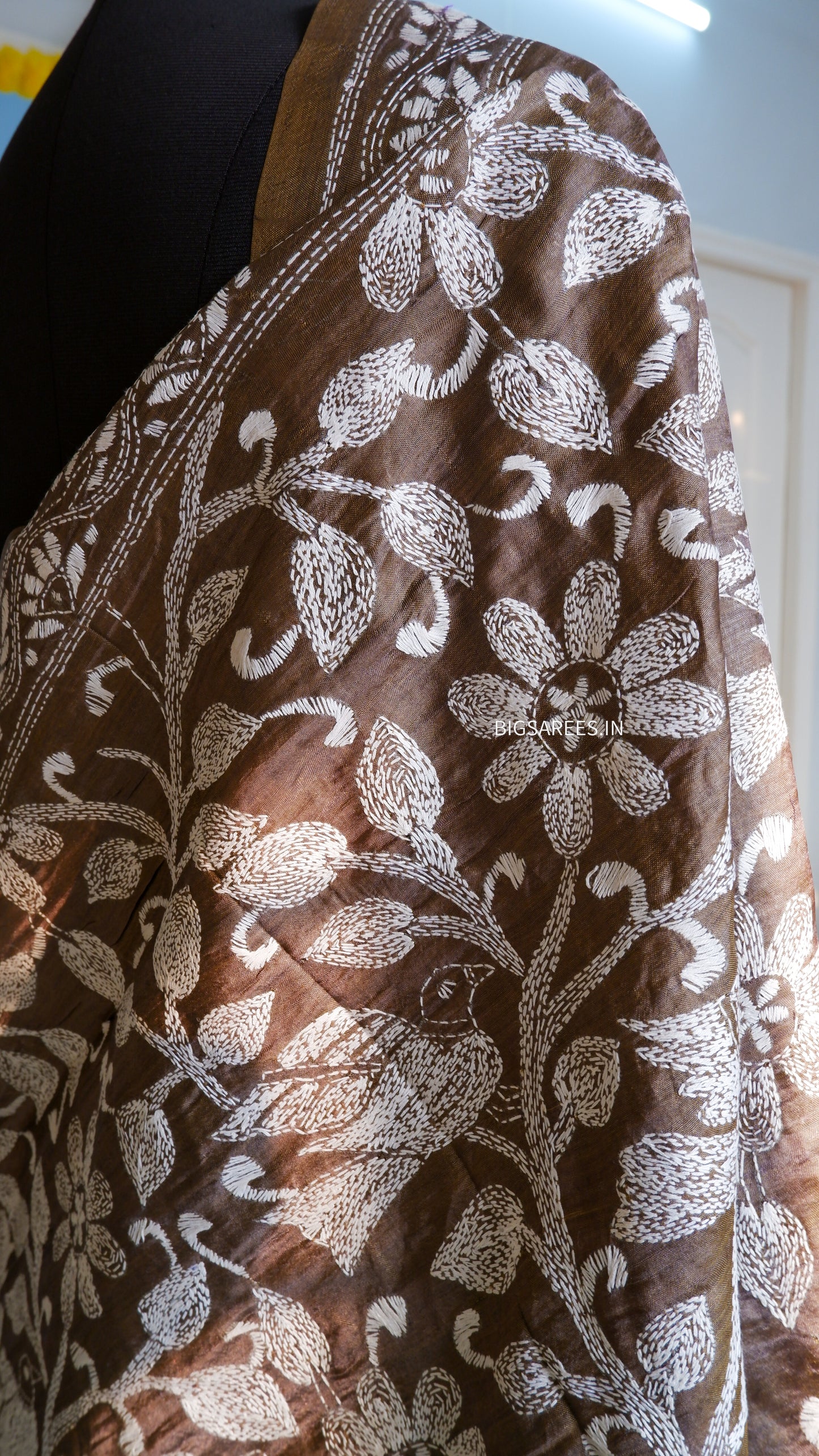 Kantha Hand Embroidary Full Work Pure Tassar Silk Dupatta36”