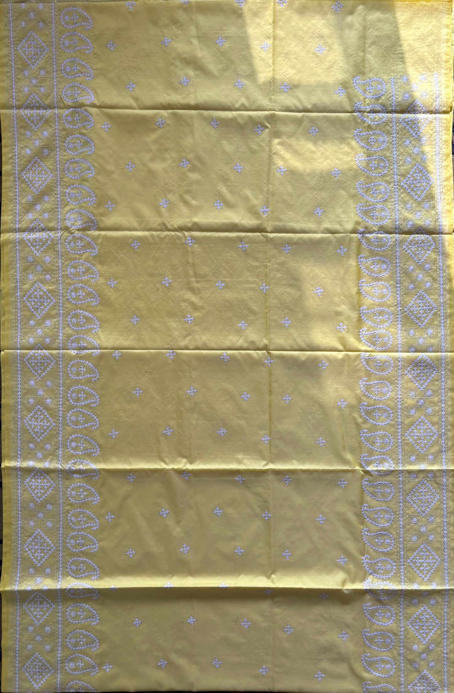 Gujrati Stitch/Kutch Hand Embroidered Art Silk Saree