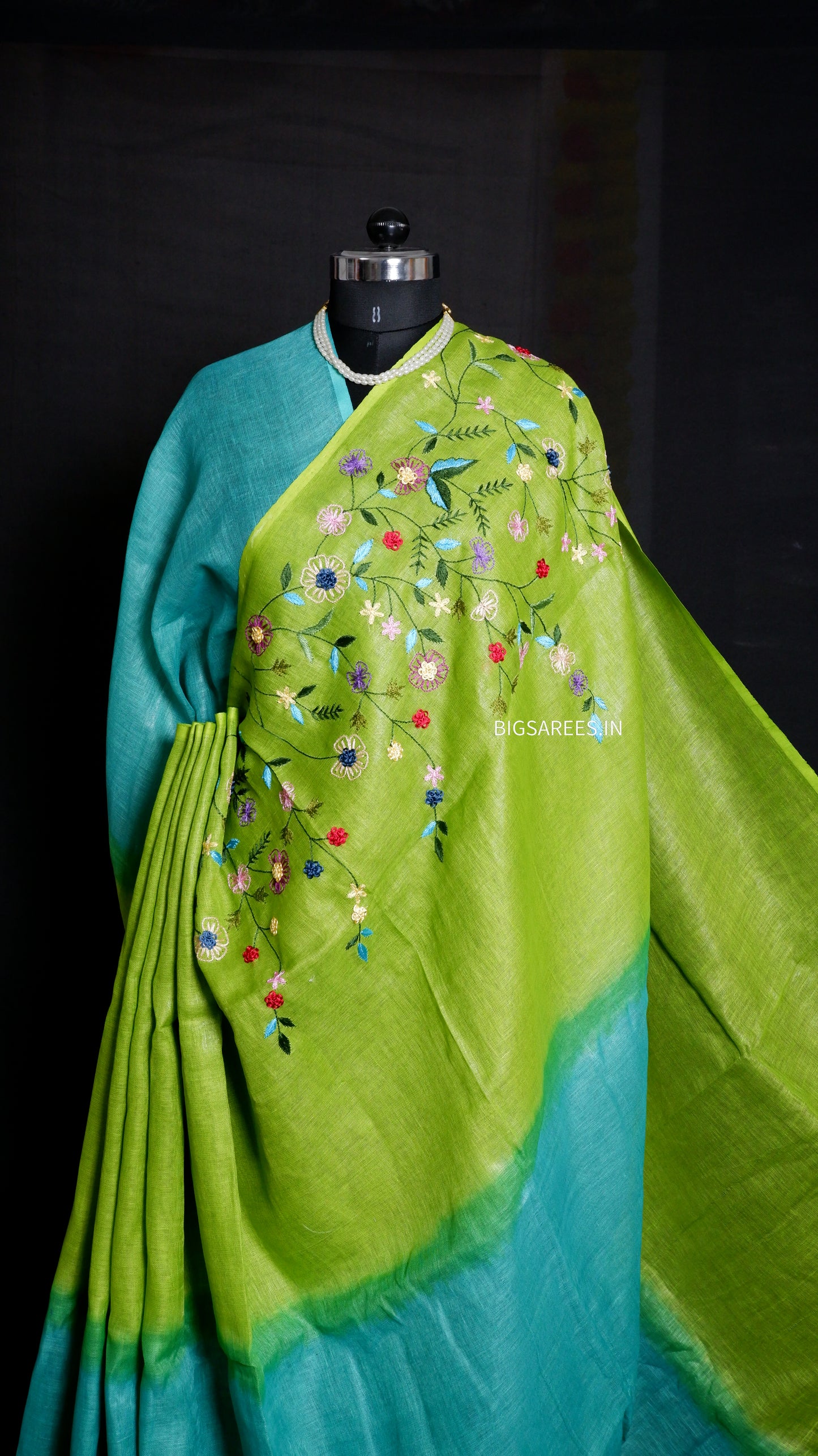 Pure Linen Saree With running Blouse