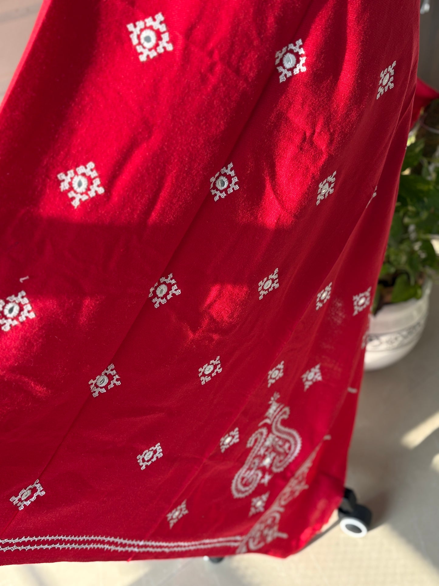 Gujrati Stitch Hand Embroidered Woollen Warm Shawl