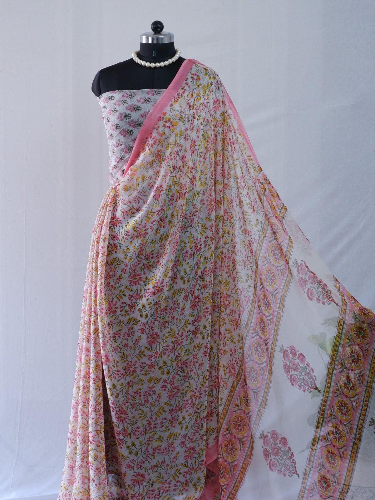 Hand Block Print Saree | Pure Chiffon