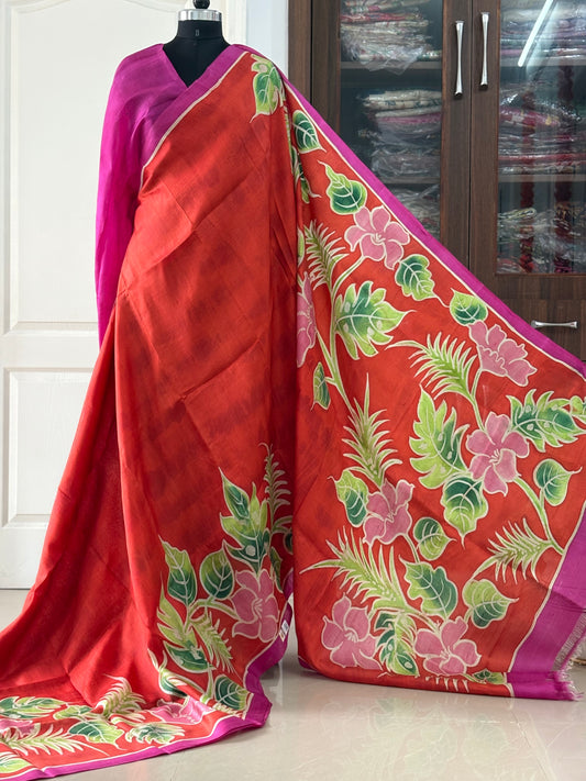 Exclusive Hand painted Pure Bishnupuri Silk Saree (Silk Marked)