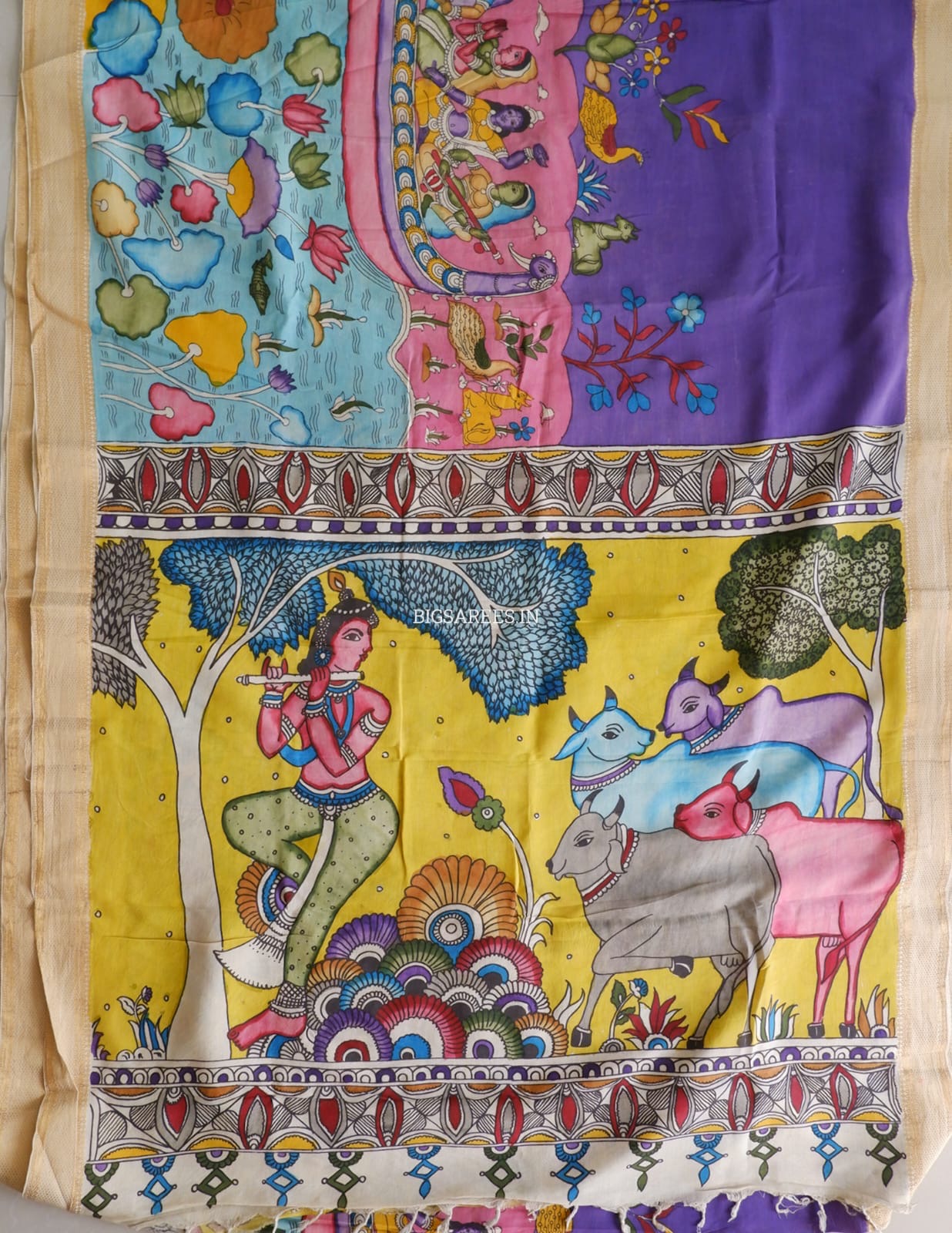 Hand-Painted Kalamkari Saree | Bangalore Silk
