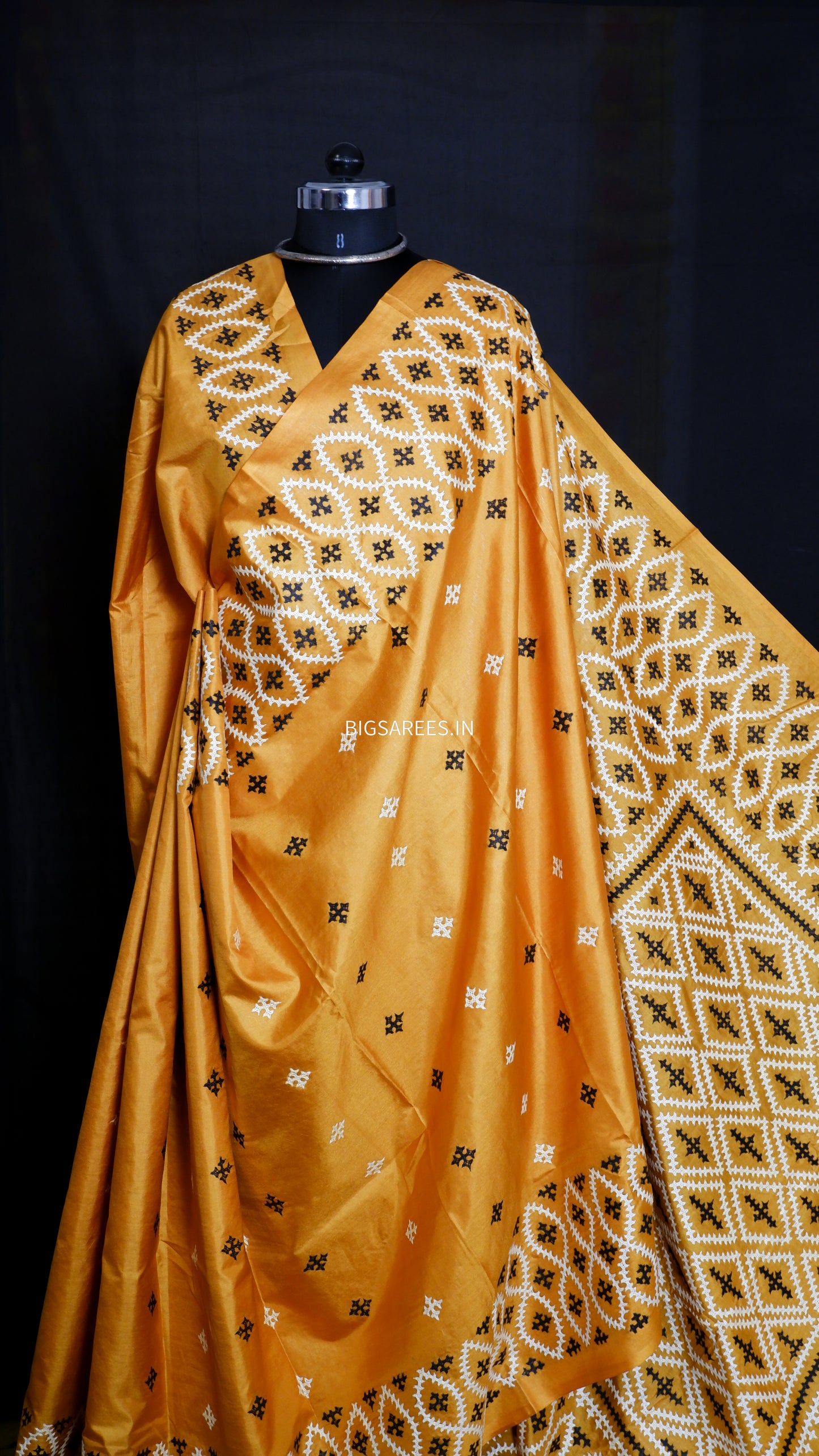 Kutch Hand Embroidered Pure Banglore Silk Saree