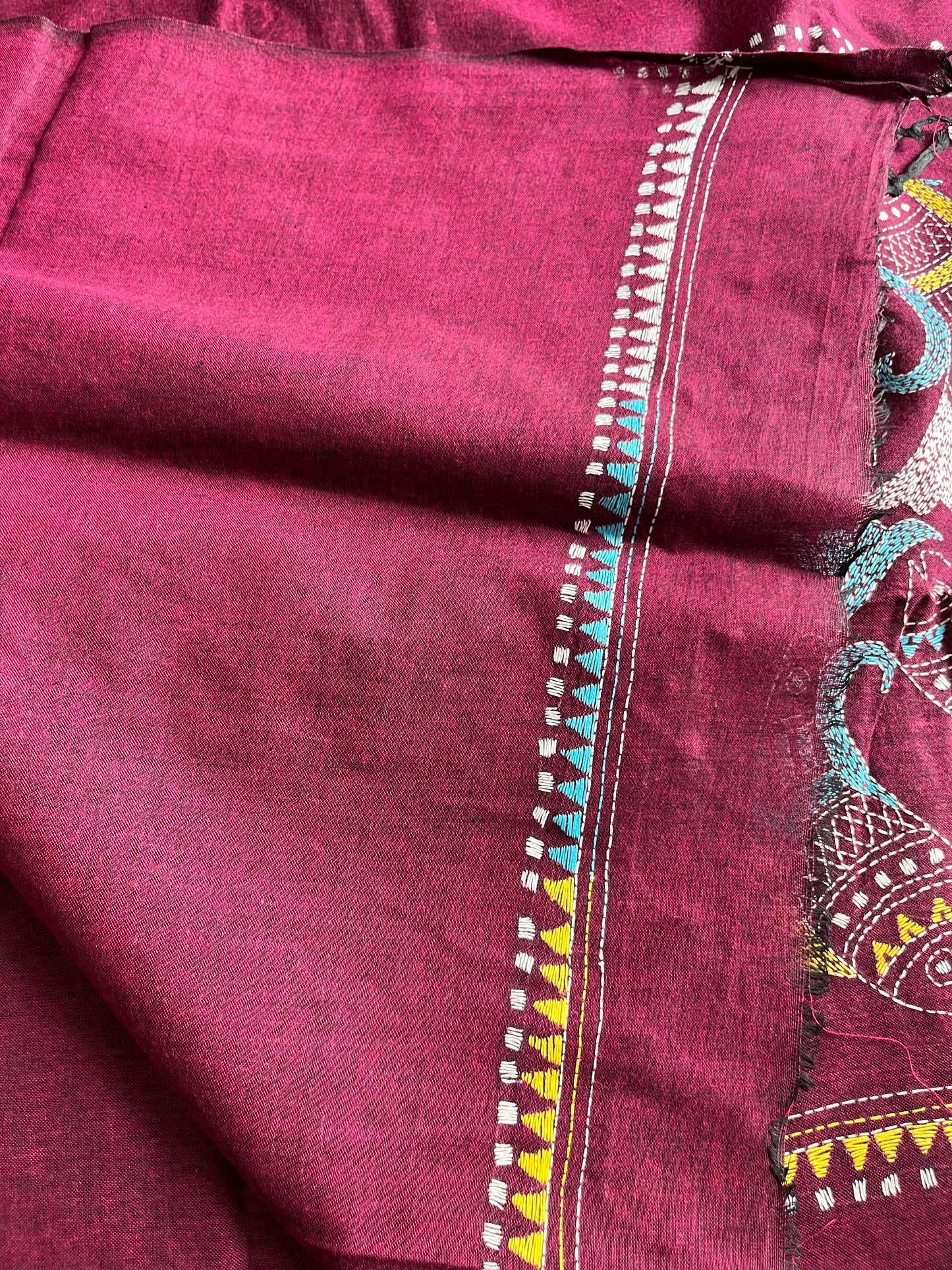 Kantha Hand Embroidered Pure Cotton Saree