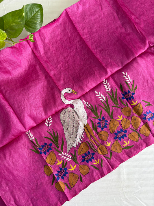 Kantha Stitch Pure Silk Blouse Piece