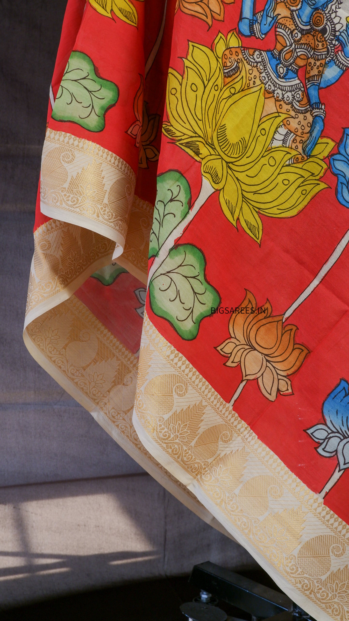 Pen Kalamkari hand painted Banglore Silk Dupatta
