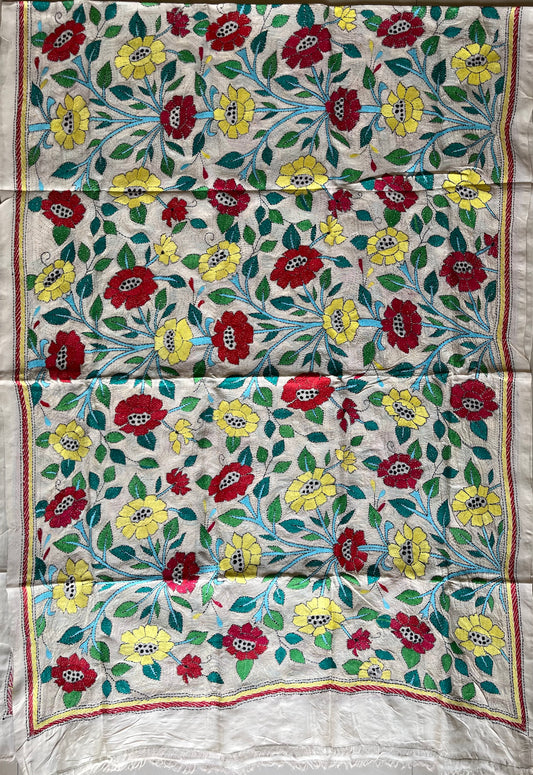 Nakshi Kantha Stitch Silk Dupatta