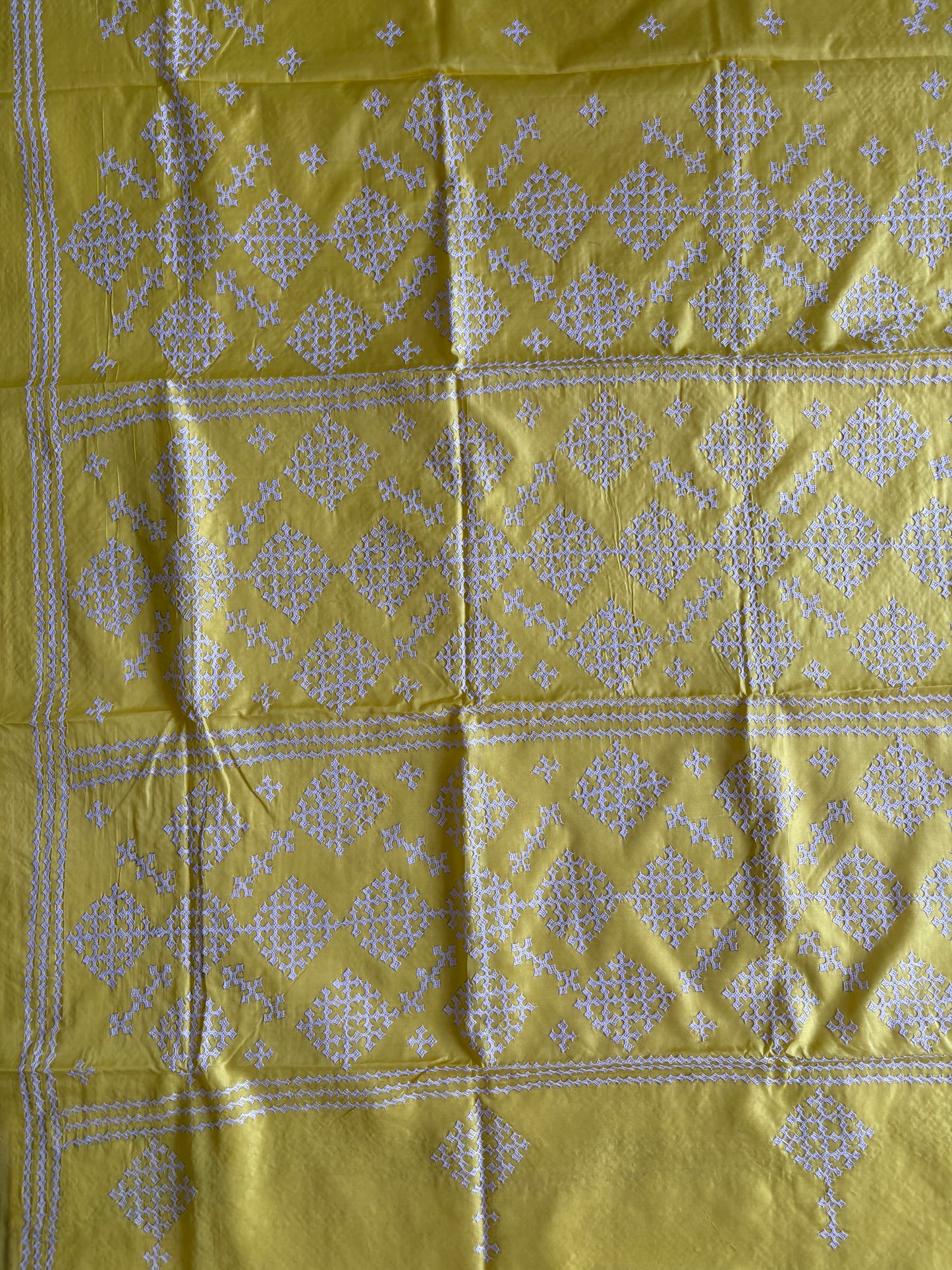 Gujrati Stitch/Kutch Hand Embroidered Art Silk Saree