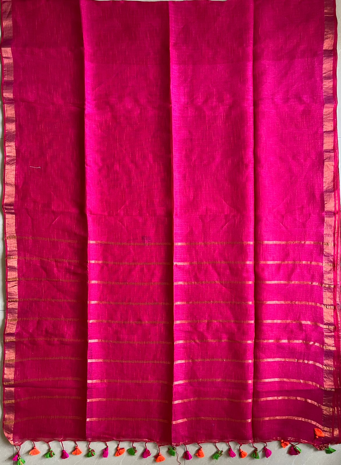 Pink Linen By Linen Saree With Blouse