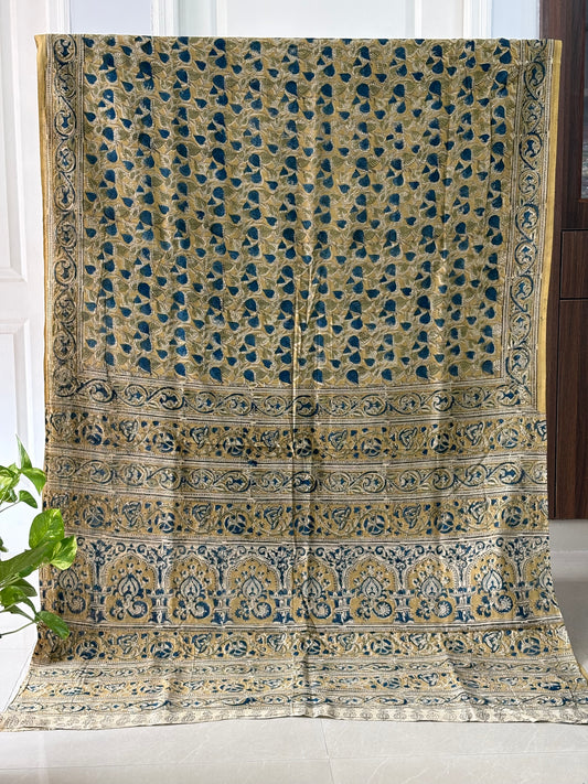 Kalamkari printed malmal cotton Saree with blouse