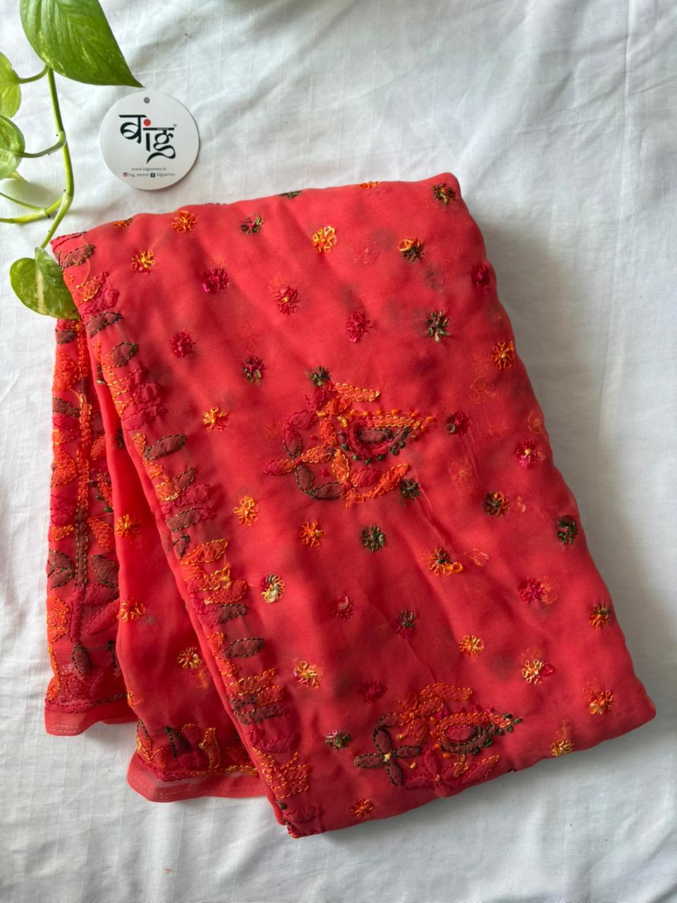 Chikankari Hand Embroidered Saree | Semi Georgette |