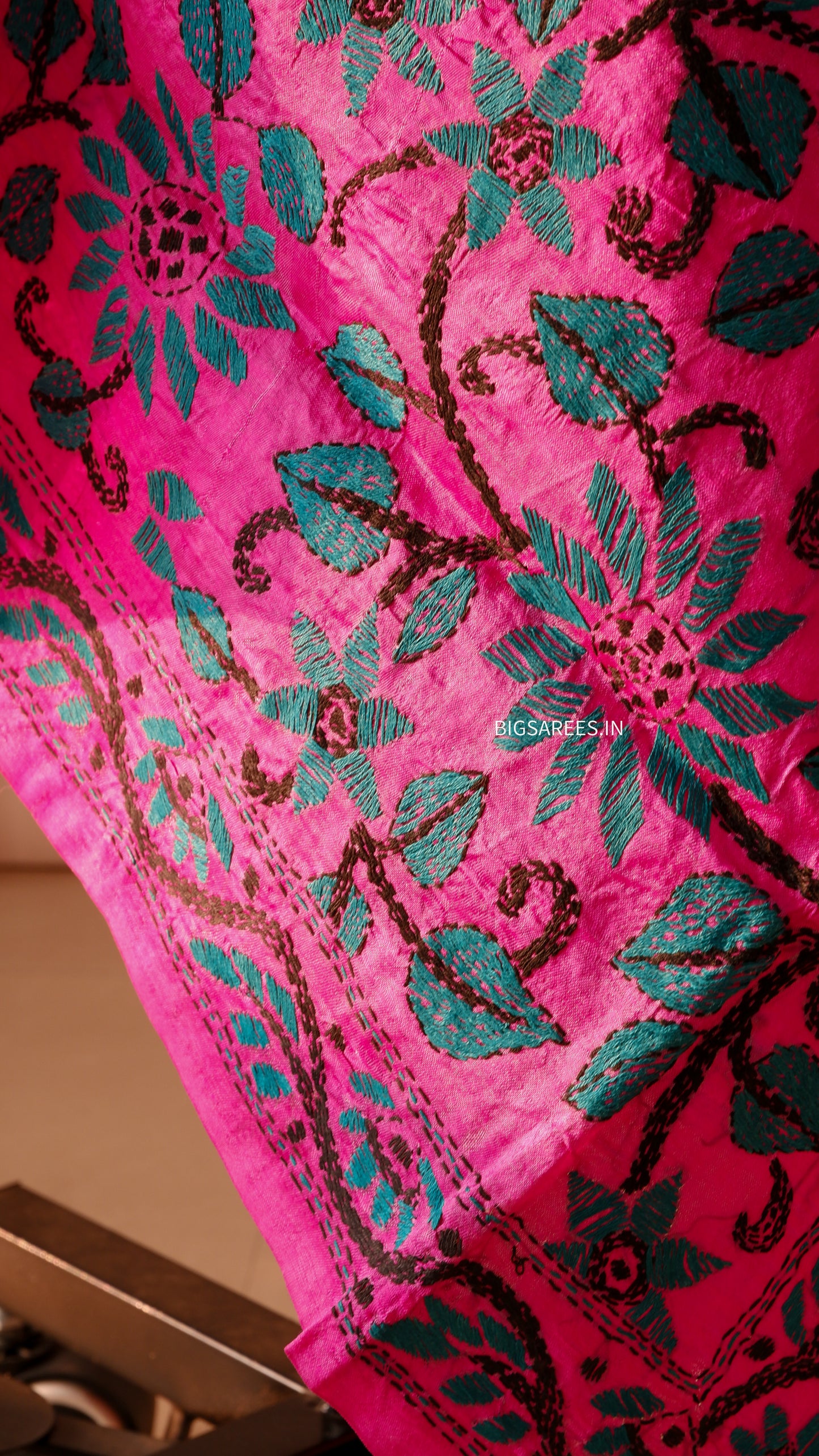 Kantha Hand Embroidary Full Work Pure Tassar Silk Dupatta36”