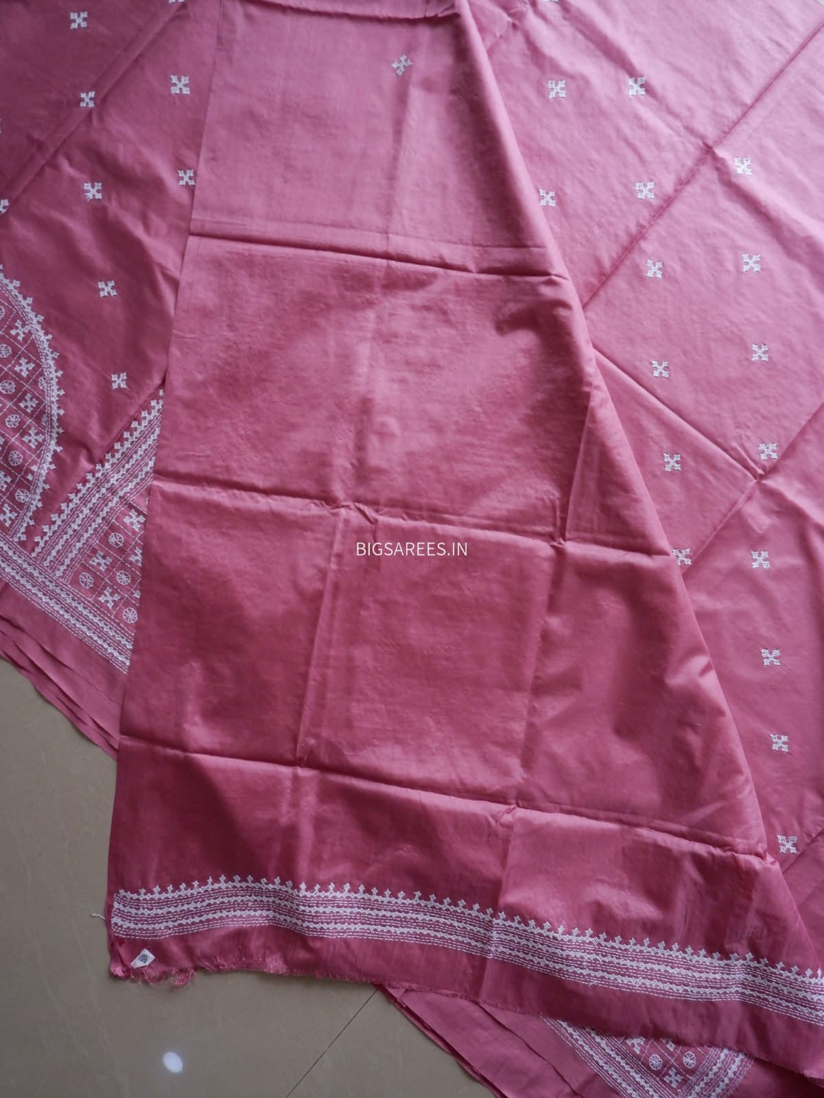 Kutchi/Gujarati Stitch Hand Embroidered Saree | Art Silk