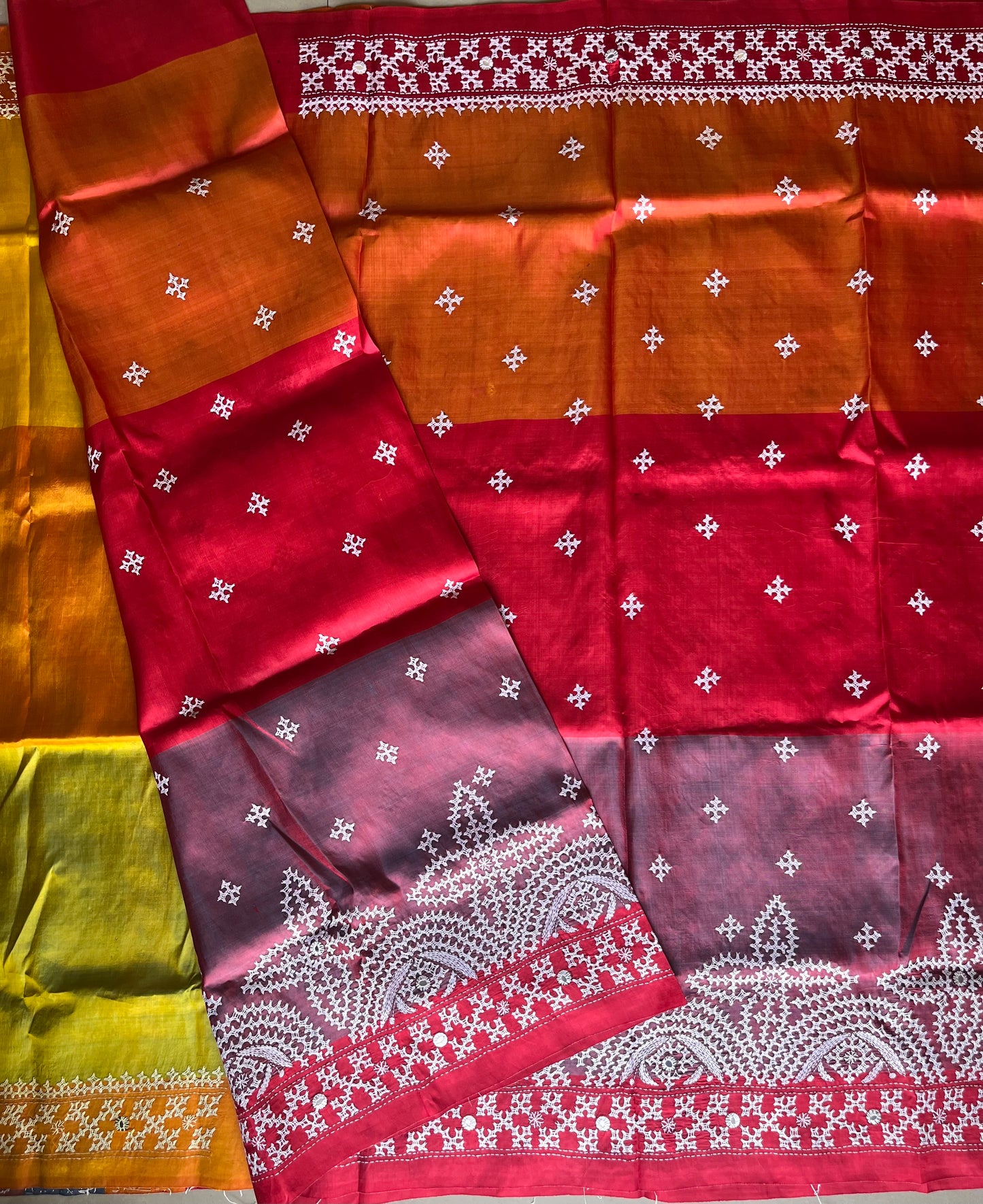 Kutch Hand Embroidered Pure Banglore Silk Saree