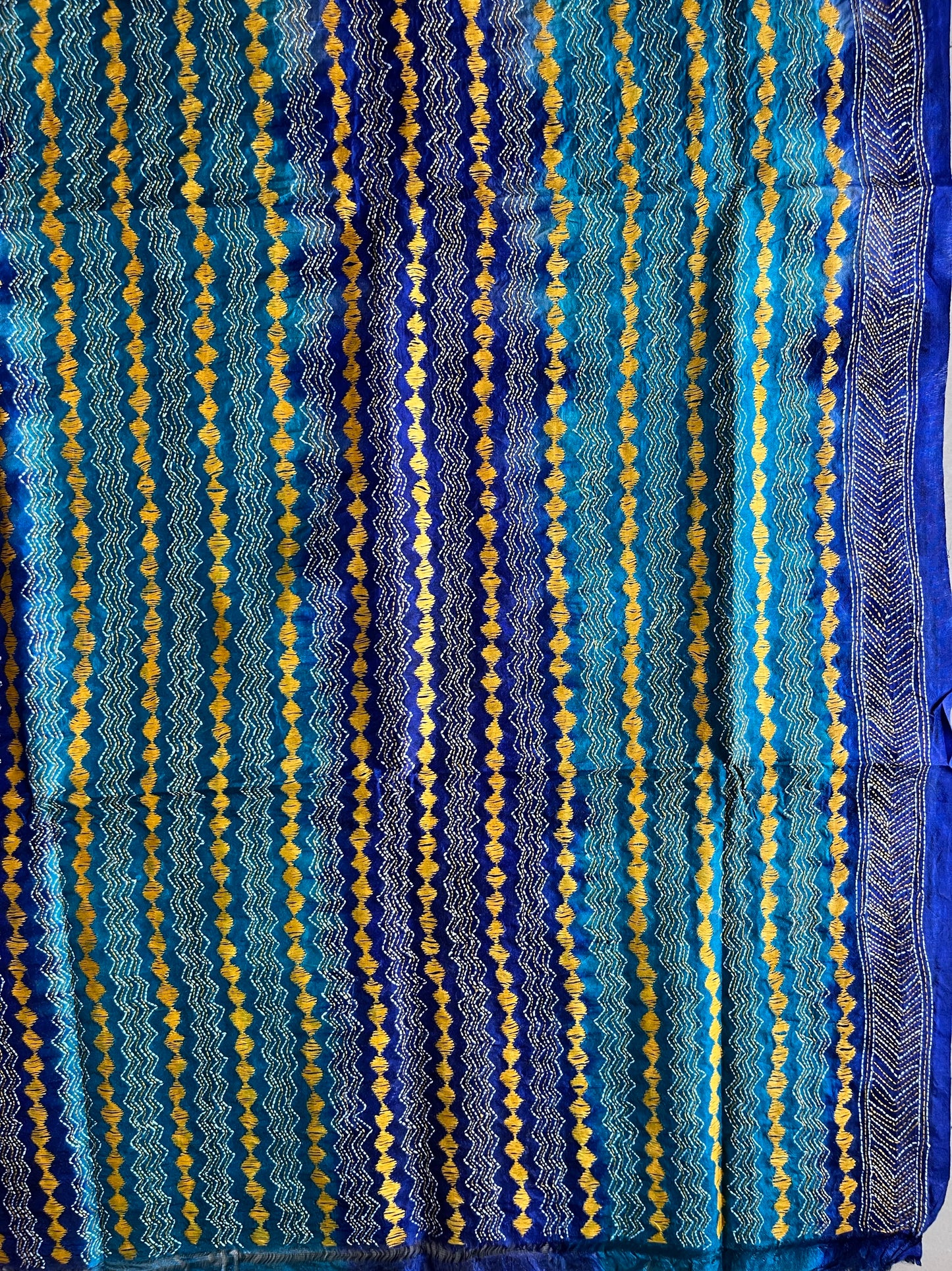 Kantha Hand Embroidary Full Work Tye Dye Semi Tusshar Silk Dupatta