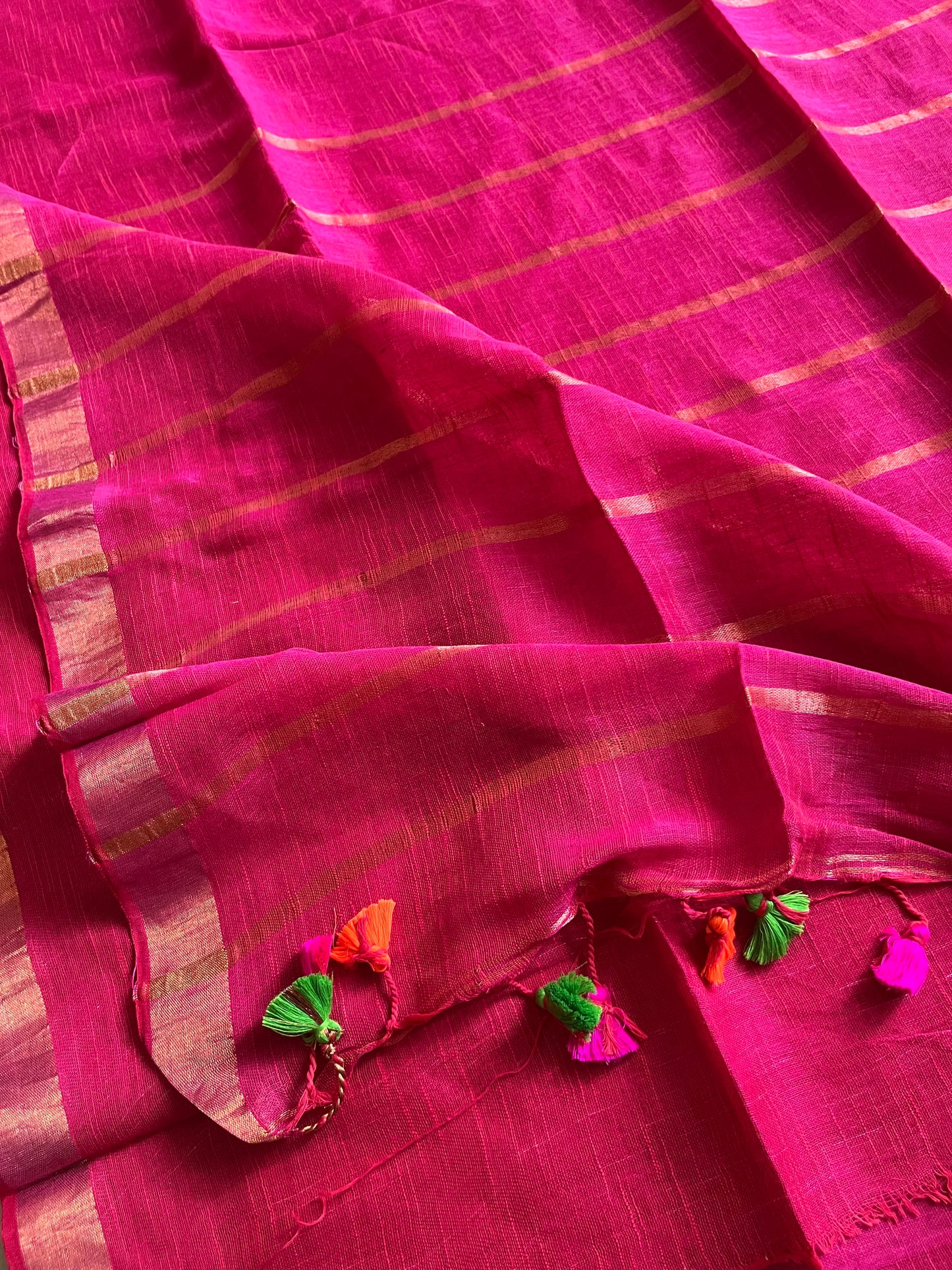 Pink Linen By Linen Saree With Blouse