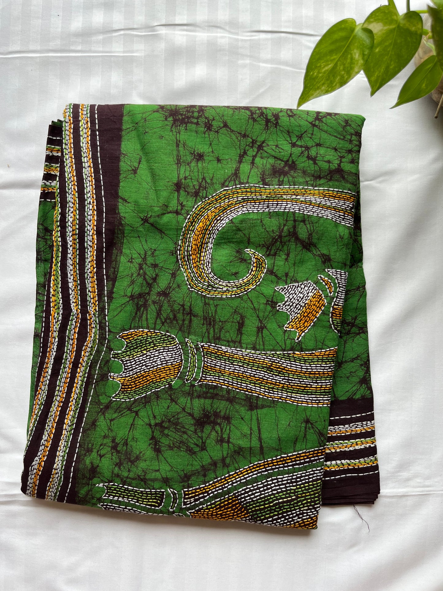 Kantha stitch Hand Batik Very Soft Cotton Traditional Saree