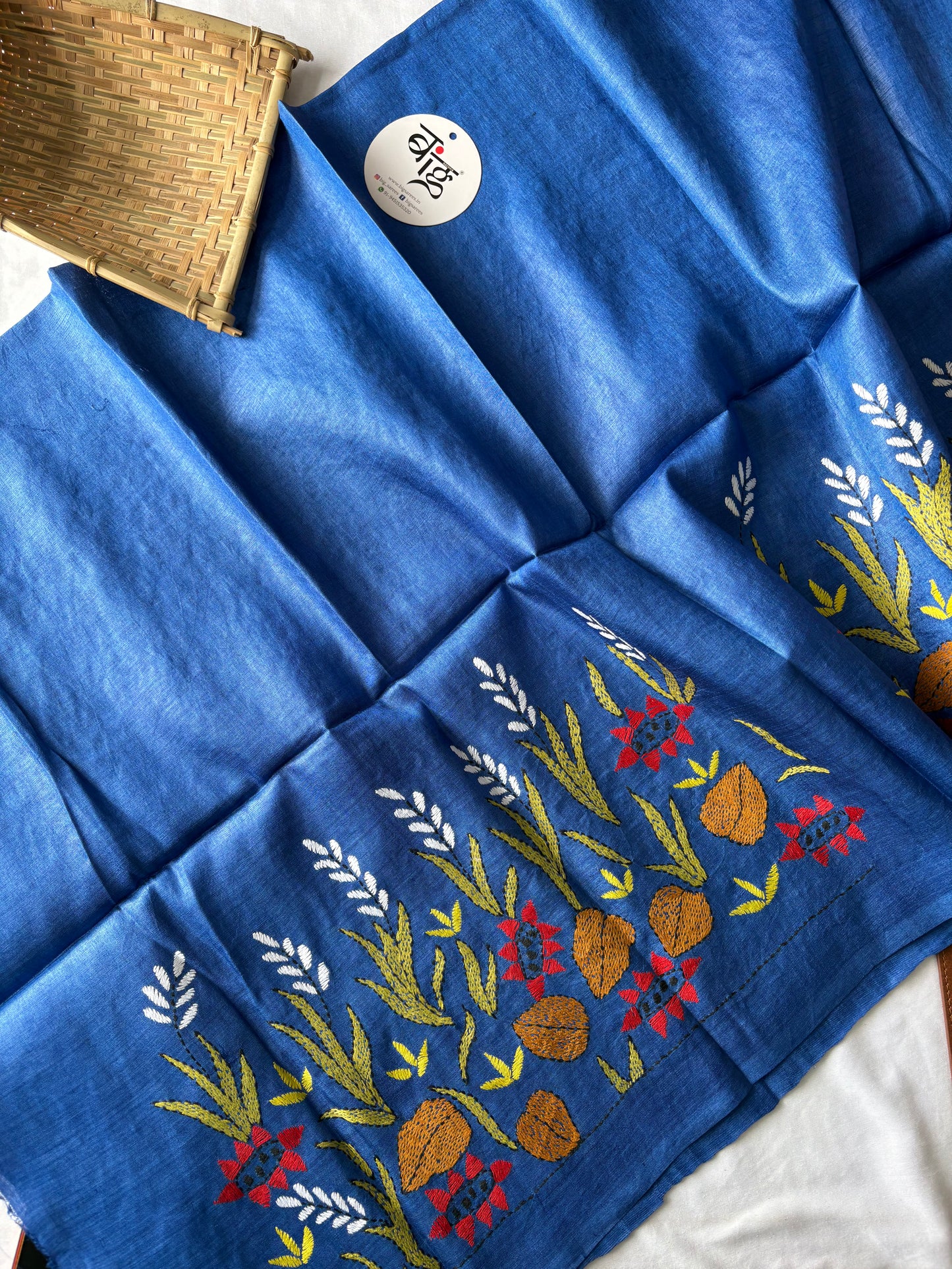 Kantha Stitch Pure Silk Blouse Piece