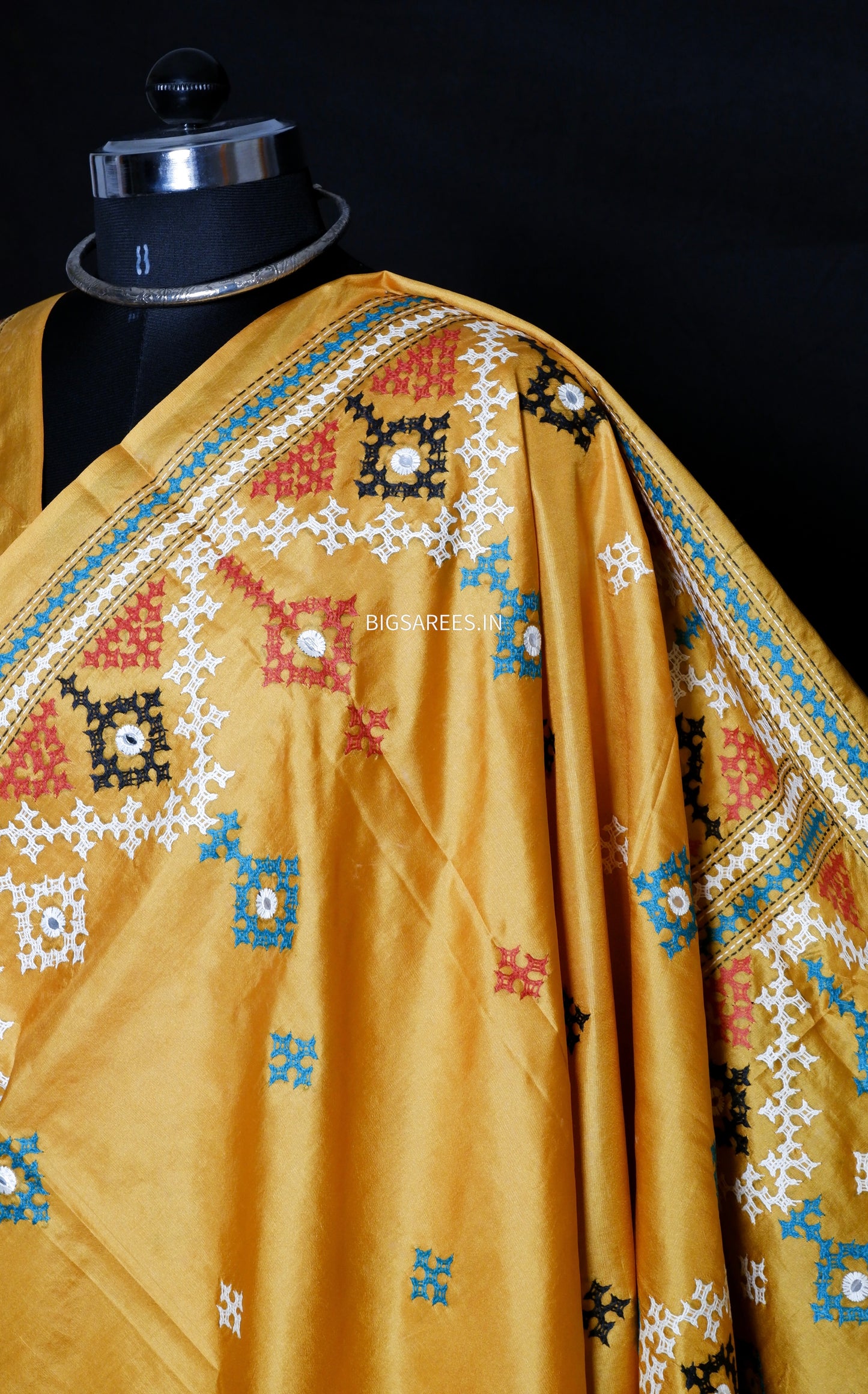 Kutch Hand Embroidered Pure Banglore Silk Saree