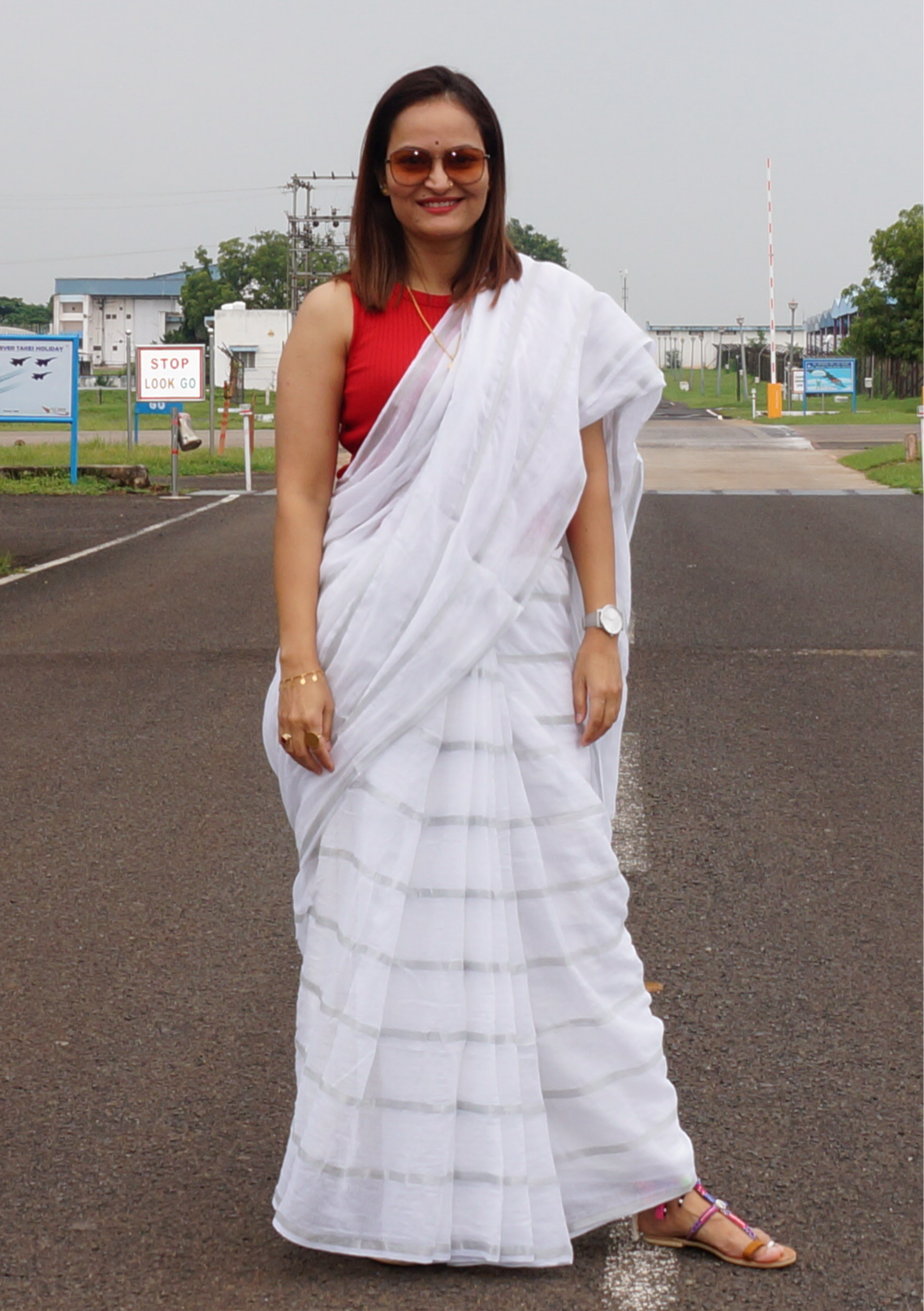 Pure Mul Cotton Saree - White