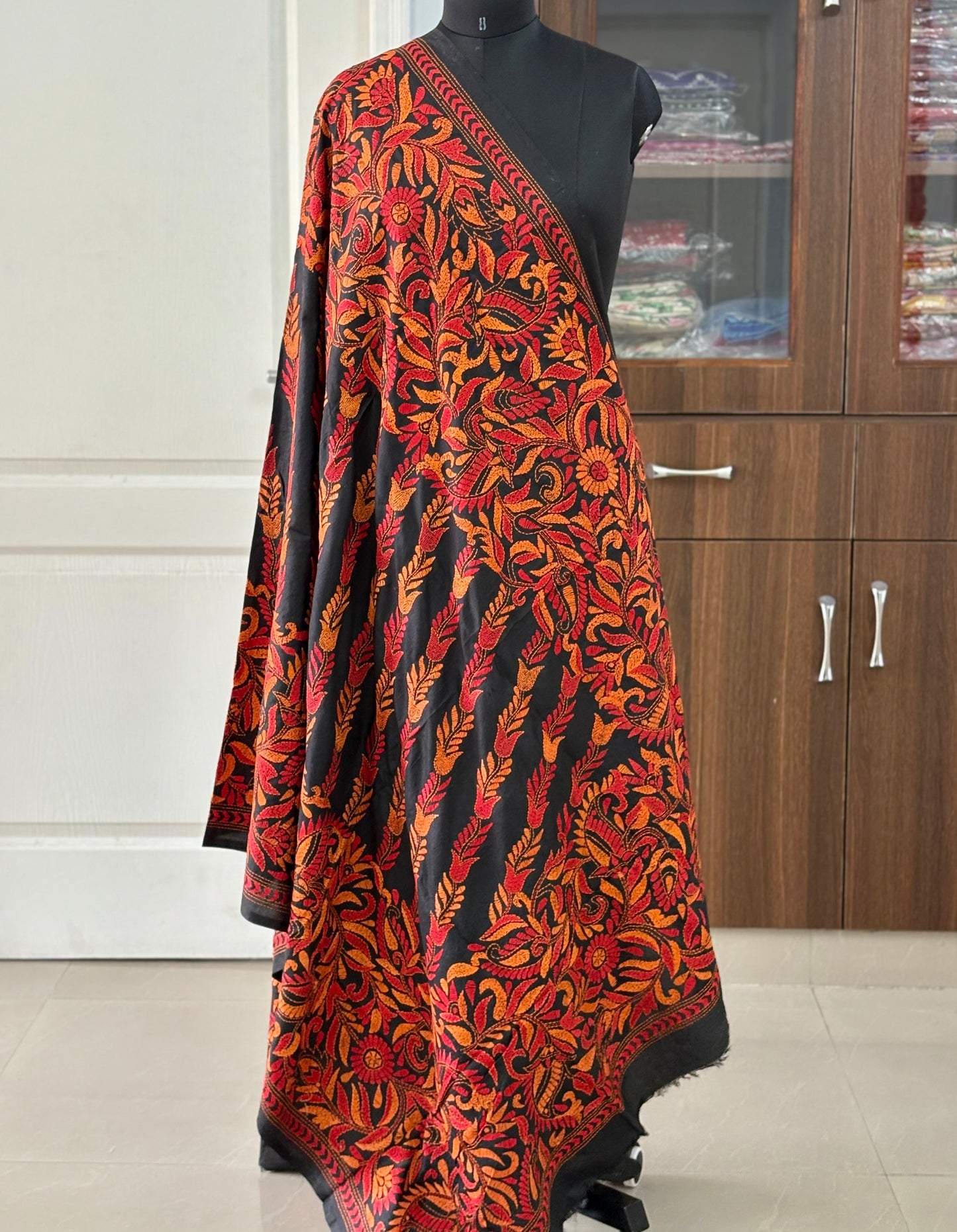 Kantha Stitch Hand Embroidary Full Work Pure Banglore Silk Dupatta