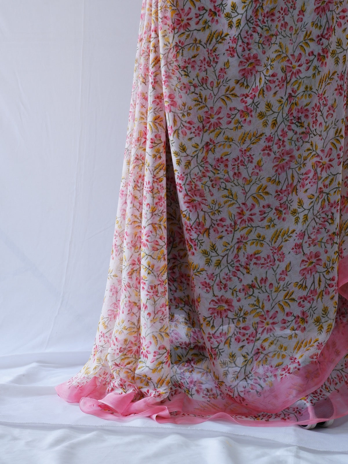 Hand Block Print Saree | Pure Chiffon