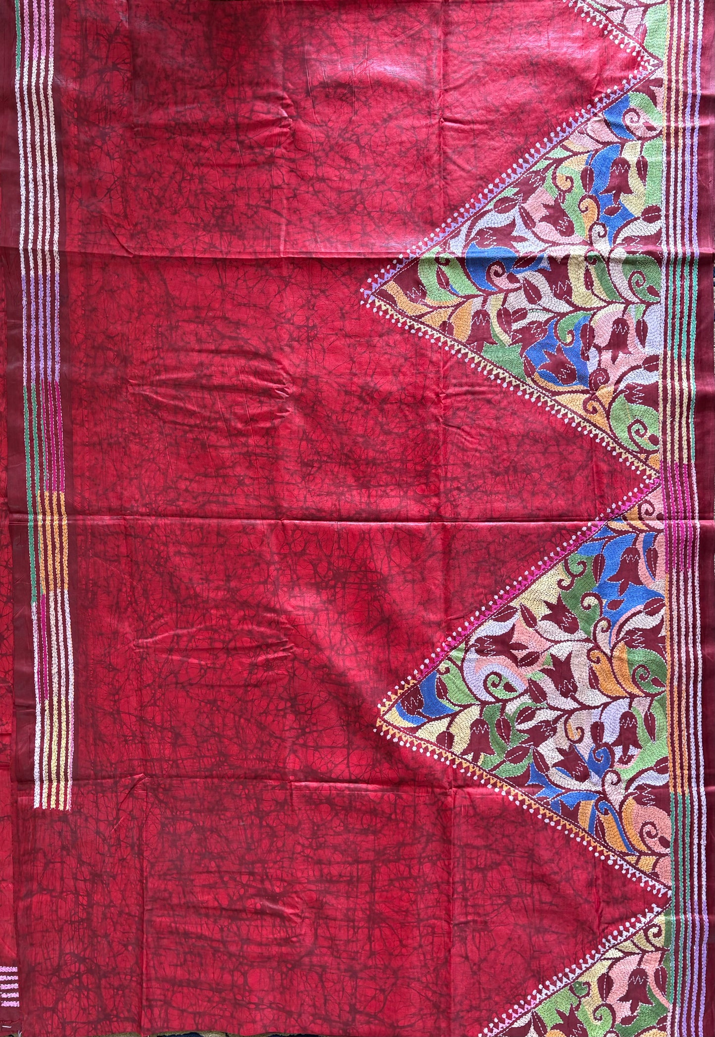Kantha Stitch Hand Work Art Silk Saree With Blouse