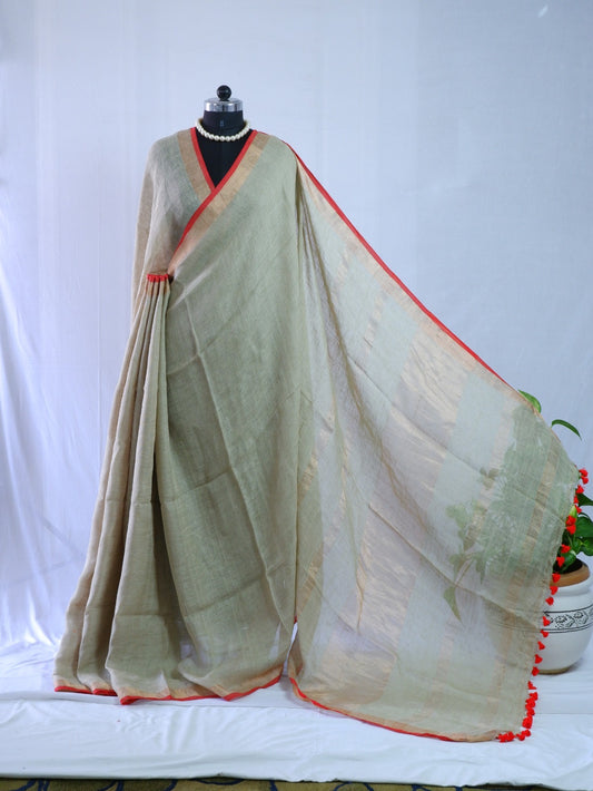 Pure Jayshree Linen Saree | Plain |