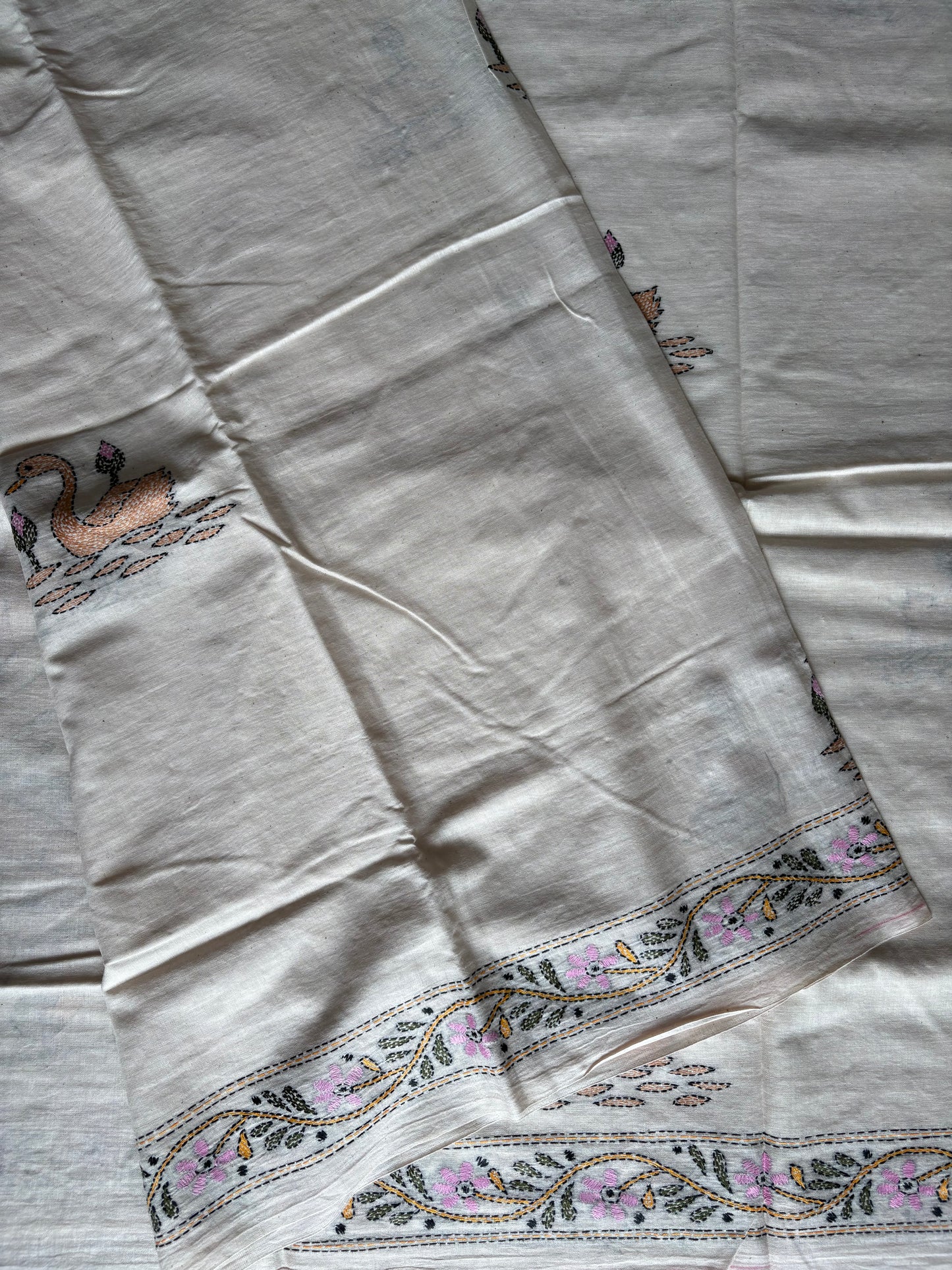 Kantha Hand Embroidered Pure Cotton Saree