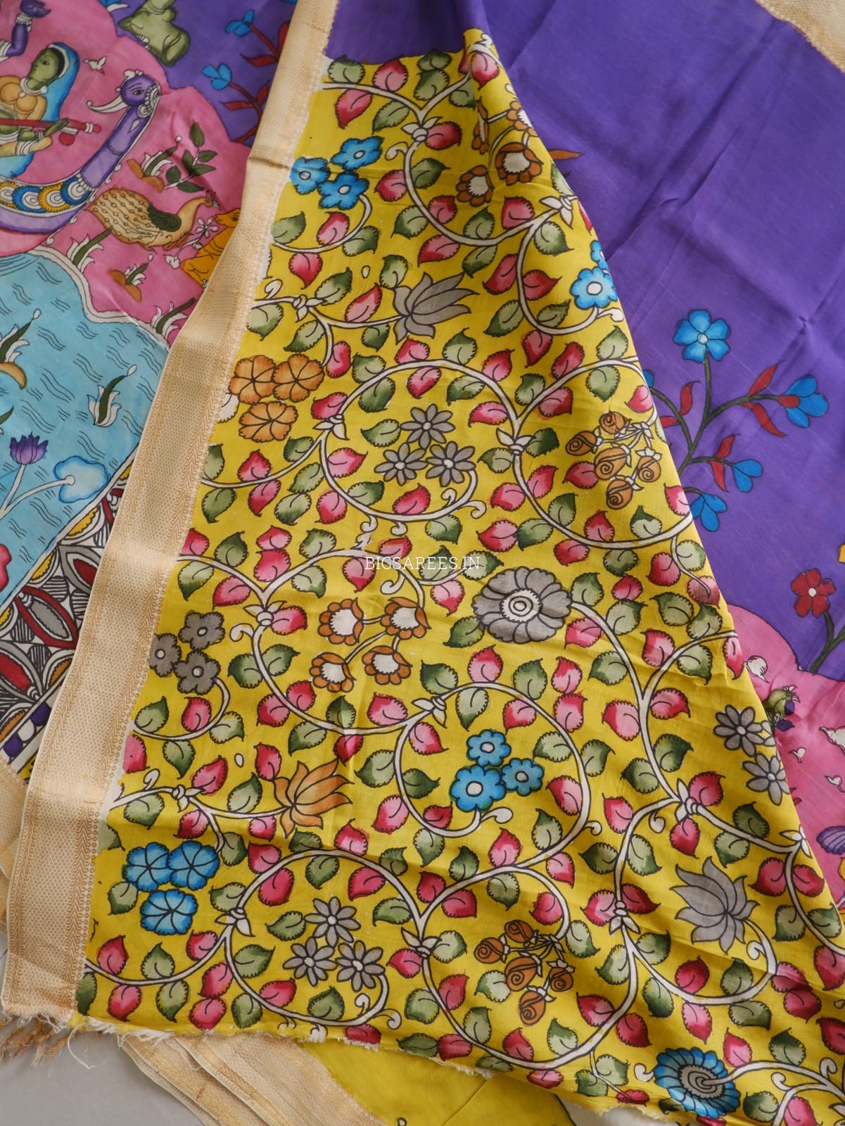 Hand-Painted Kalamkari Saree | Bangalore Silk