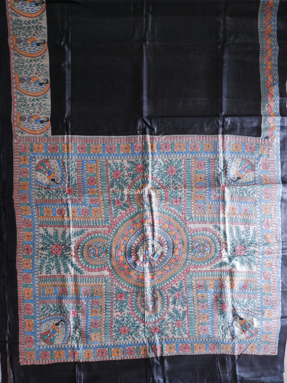 Pure Desi Tussar Silk Handcrafted Madhubani Saree (Silk Marked)