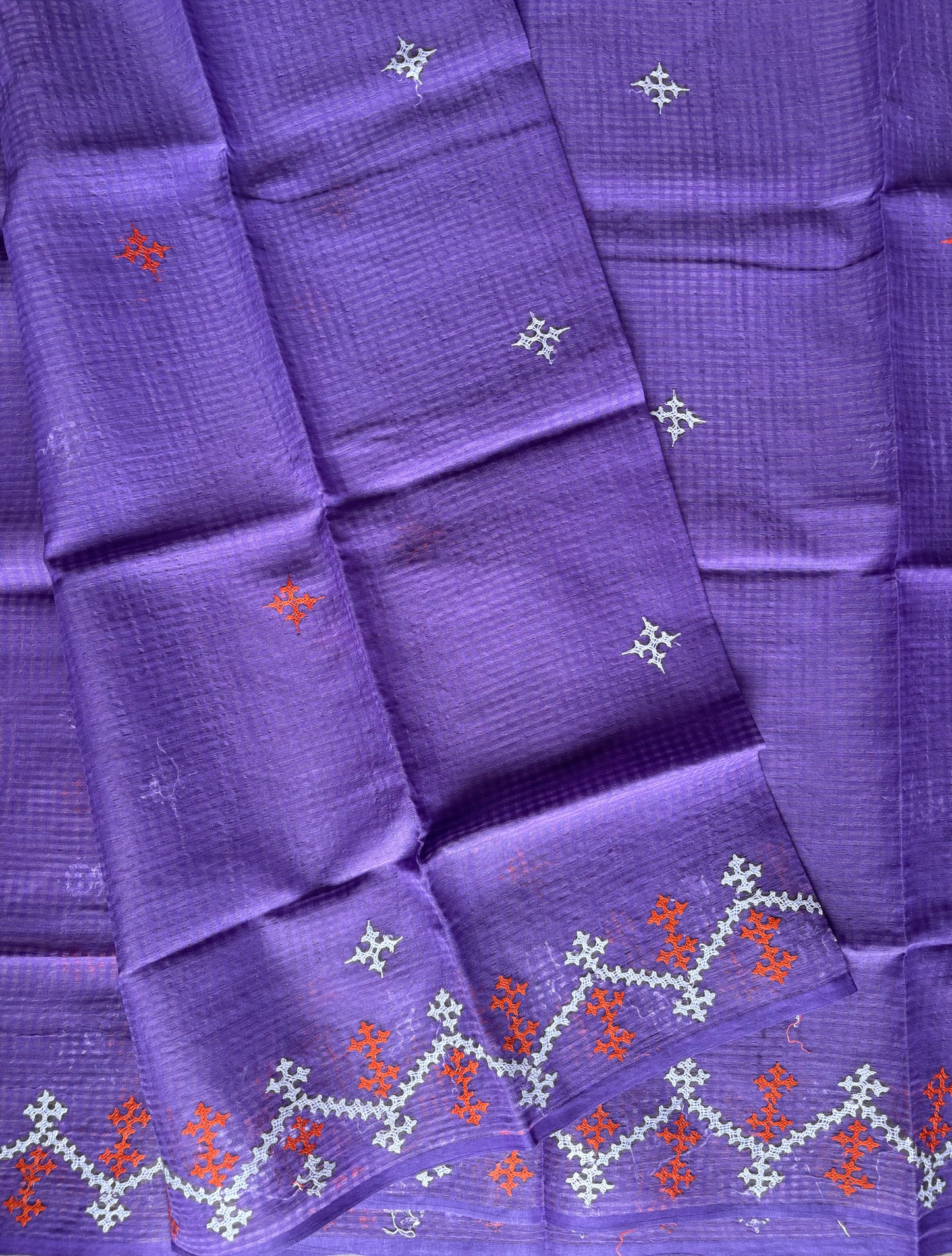 Gujrati Stitch/Kutch Hand Embroidered Kota Cotton Saree