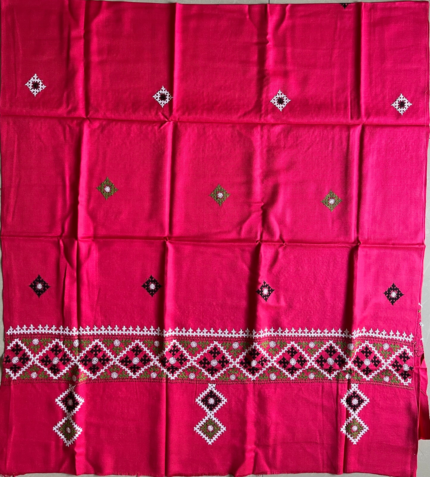 Gujrati Stitch Hand Embroidered Woollen Warm Shawl