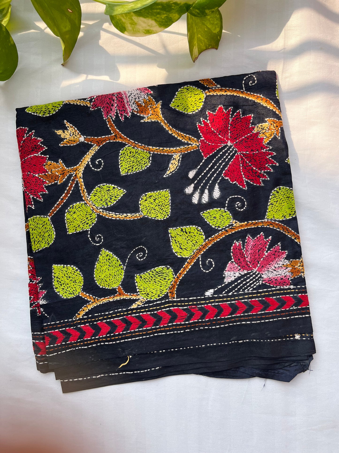 Kantha Pure Silk Stole 22″