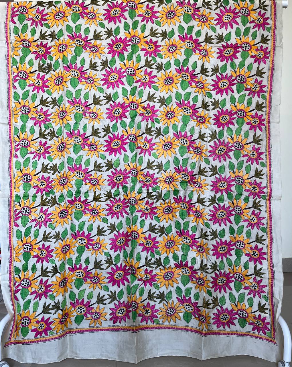 Kantha Hand Embroidary Full Work Semi Tusshar Silk Dupatta 44″