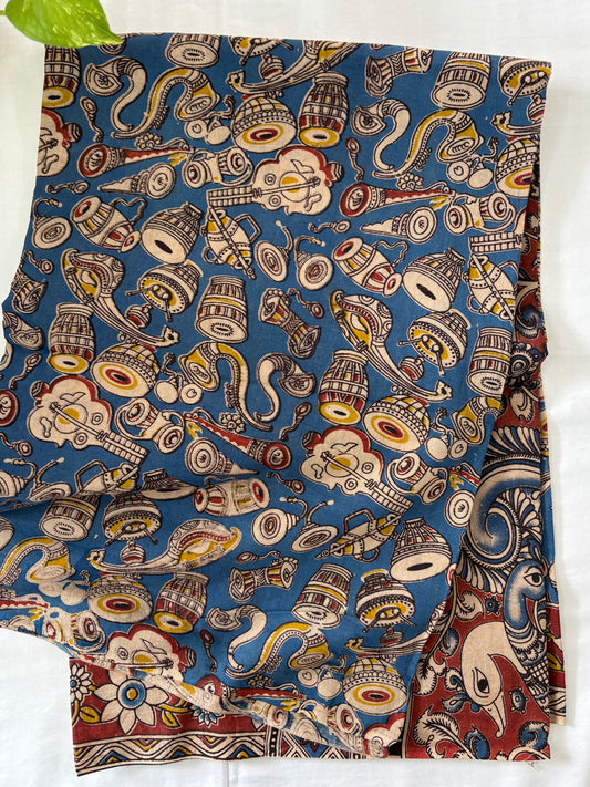 Kalamkari printed malmal cotton Saree with blouse