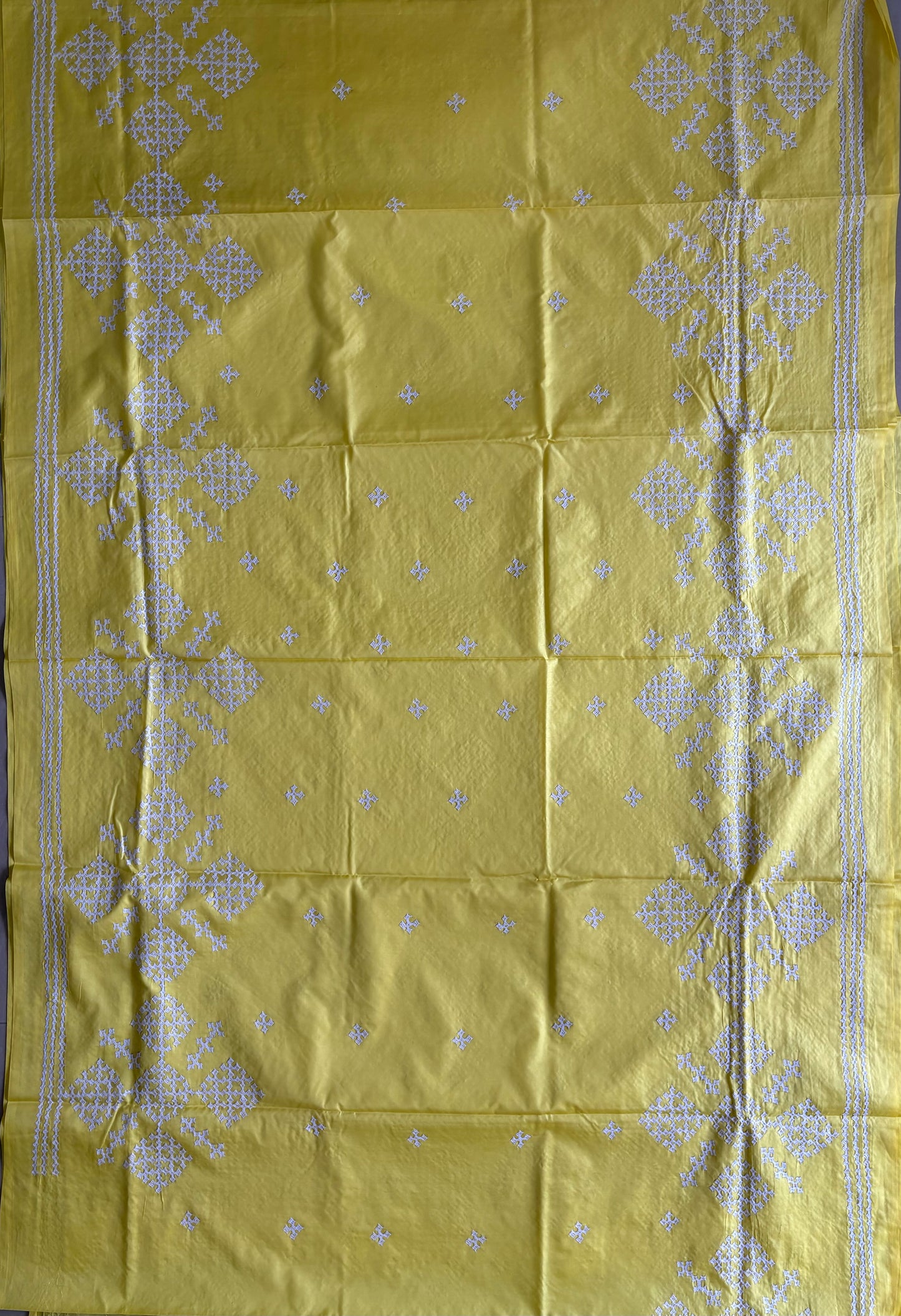 Gujrati Stitch/Kutch Hand Embroidered Art Silk Saree
