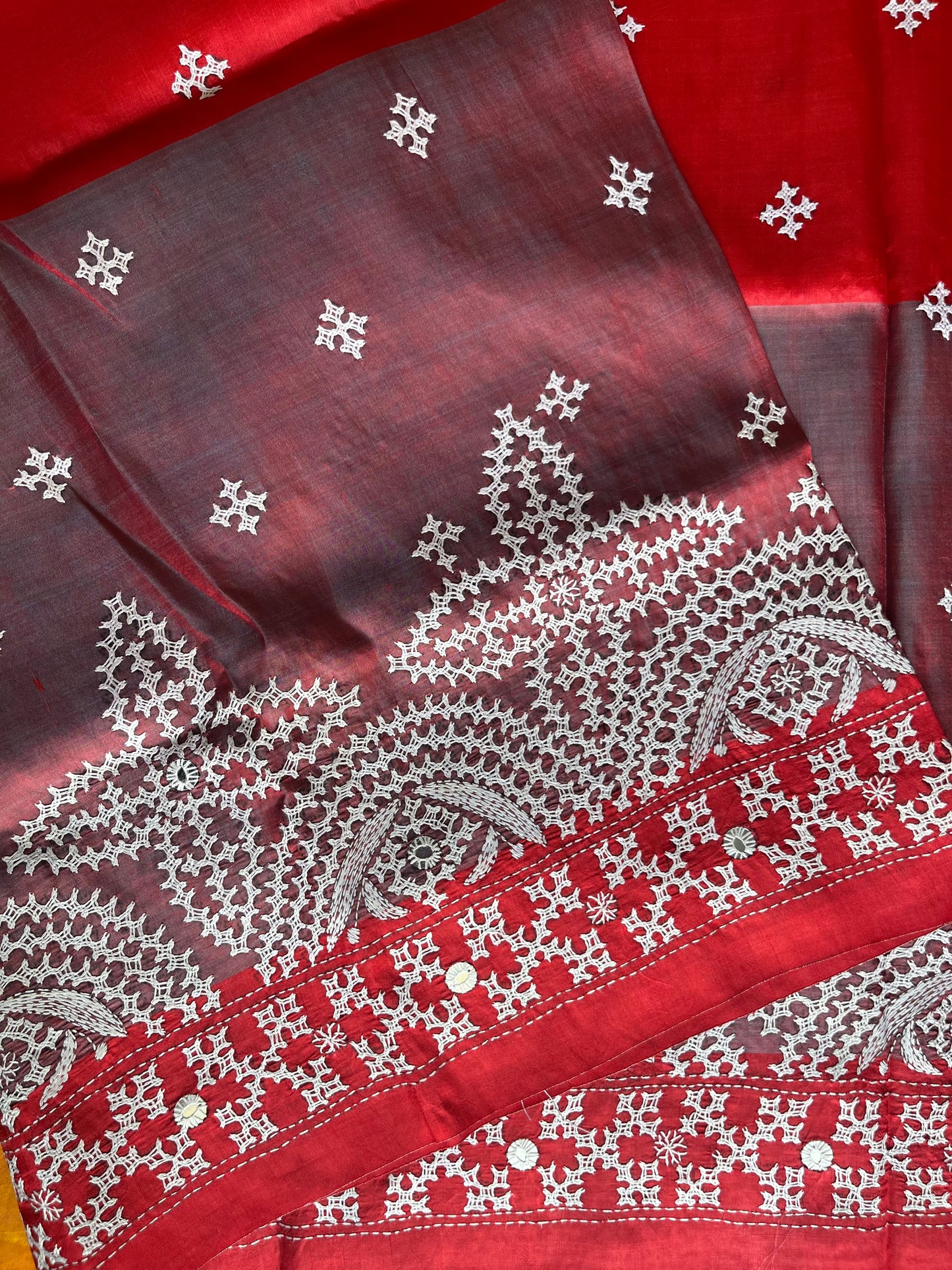 Kutch Hand Embroidered Pure Banglore Silk Saree