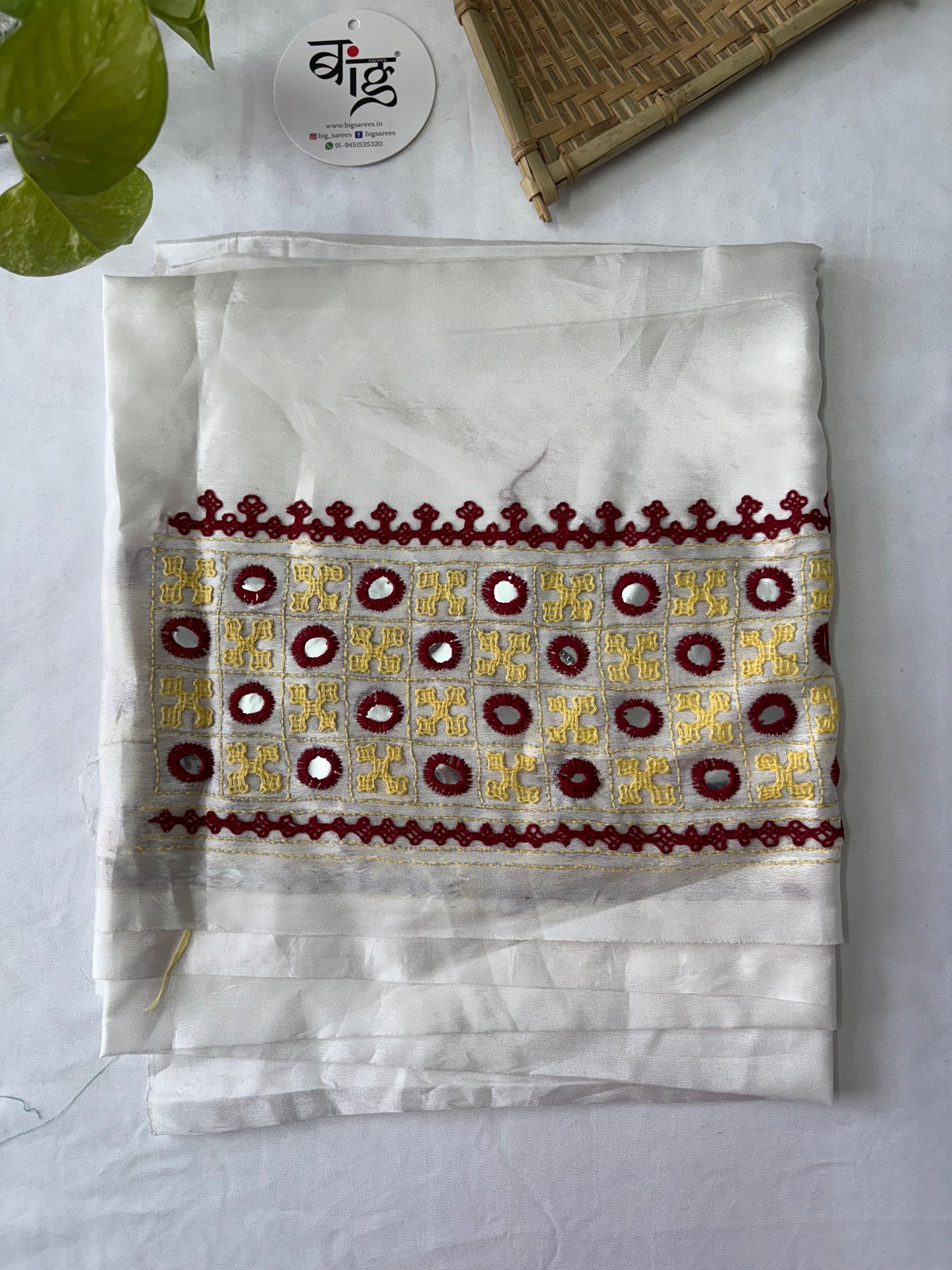 Gujrati work blouse pieces in art silk 1 mtr