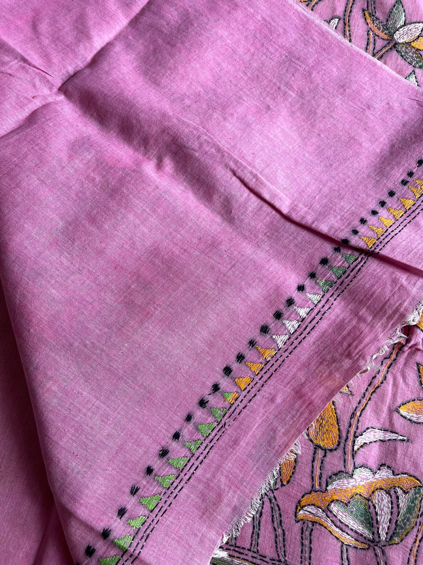 Kantha Hand Embroidered Pure Cotton Saree