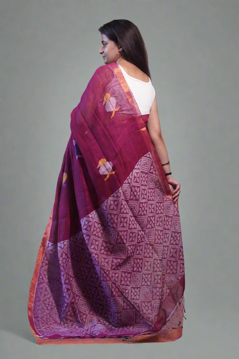 Linen By Linen Handloom Saree (Handloom Marked)