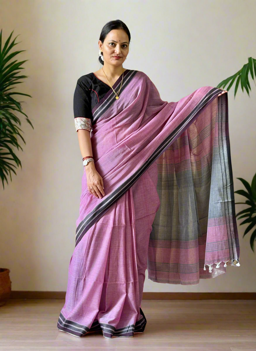 Pure Cotton handwoven Saree (Handloom Marked)